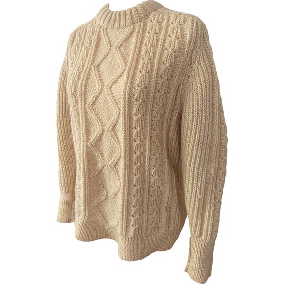 Vintage Hand-Framed Wool Fisherman Sweater Cable Thick Chunky Knit Size M - Picture 2 of 7